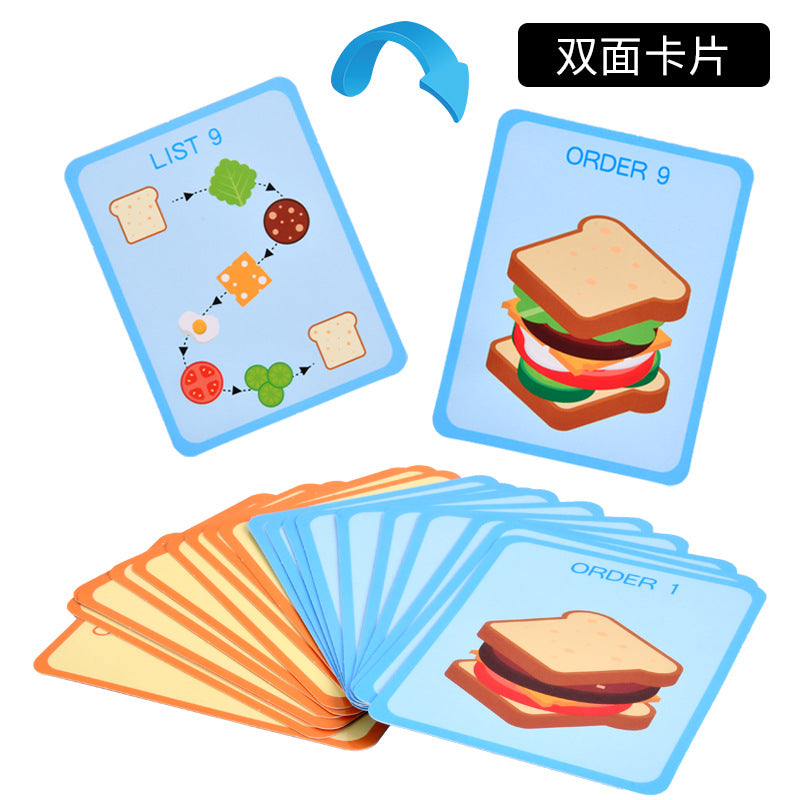 Wholesale Children's Simulated Wooden Home, Hamburger and French Fry Sandwich Set, Pillar Pairing, Puzzle Food, and Assembled Toy